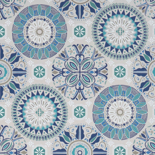 Papel pintado de mosaico en color azul Rosetta W7337-03