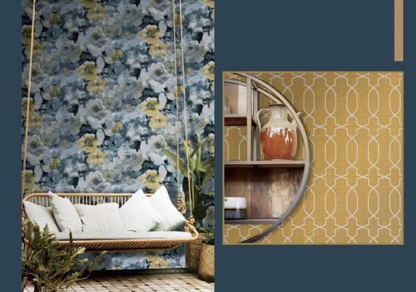 Papel pintado estampado floral en azul Amazzonia 22022 - Imagen 3