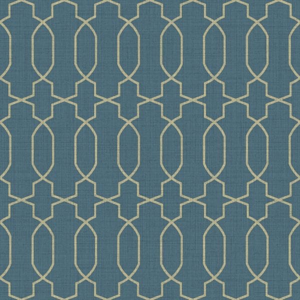 Papel pintado geométrico trellis en color azul Amazzonia 22057