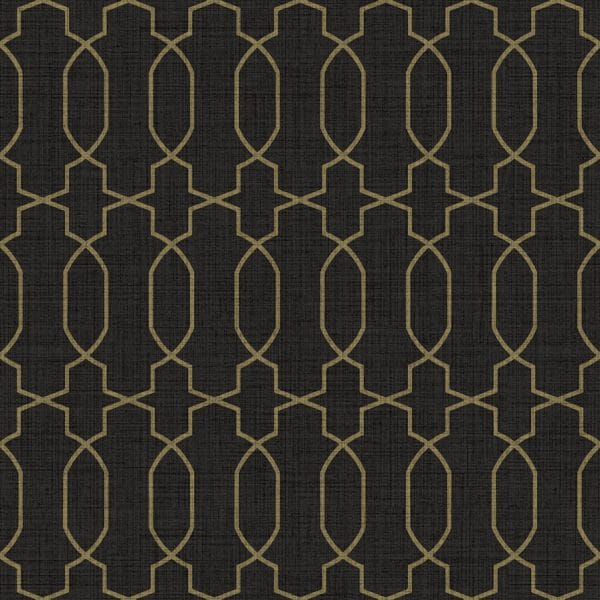 Papel pintado geométrico trellis en color negro Amazzonia 22059
