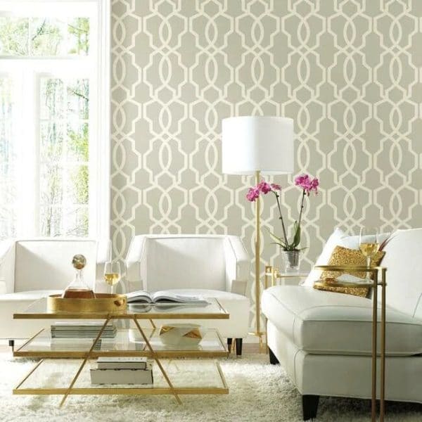 Papel pintado de trellis en color gris Hourglass Trellis GE3667 - Imagen 4