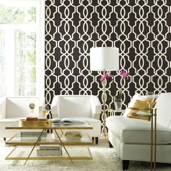 Papel pintado de trellis en color negro Hourglass Trellis GM7516 - Imagen 4