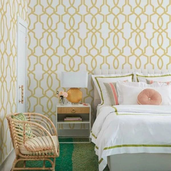 Papel pintado de trellis en color amarillo Hourglass Trellis GM7518 - Imagen 3