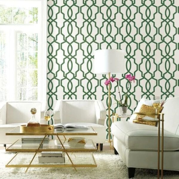 Papel pintado de trellis en color verde Hourglass Trellis GM7519 - Imagen 3
