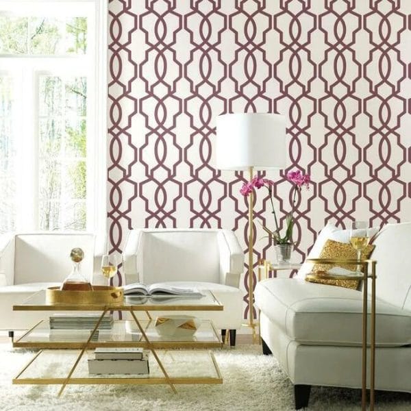 Papel pintado de trellis en color morado Hourglass Trellis GM7520 - Imagen 4