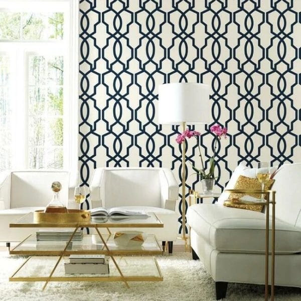 Papel pintado de trellis en color azul Hourglass Trellis GM7521 - Imagen 4