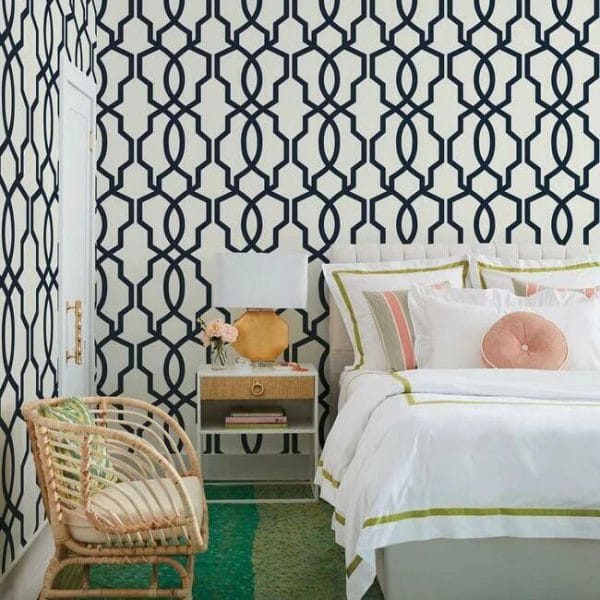 Papel pintado de trellis en color azul Hourglass Trellis GM7521 - Imagen 3