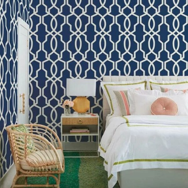 Papel pintado de trellis en color azul Hourglass Trellis GM7522 - Imagen 3
