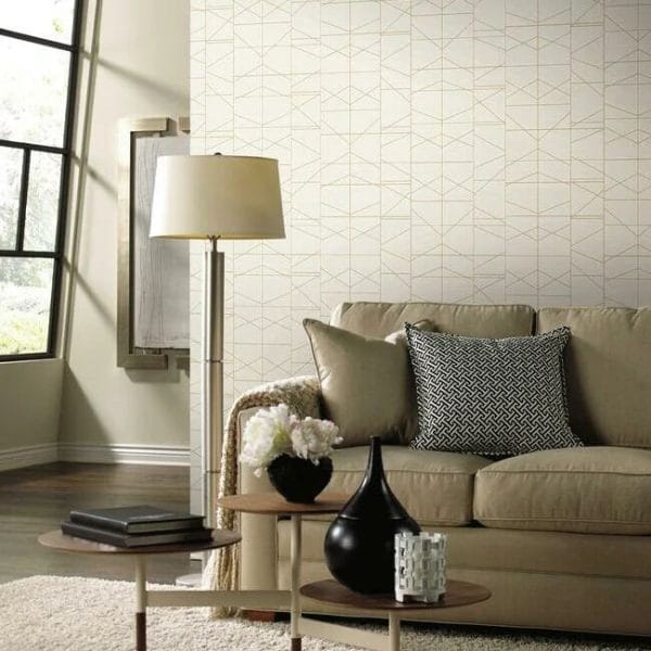 Papel pintado de geométrico moderno en color beige Modern Perspective GM7543 - Imagen 4
