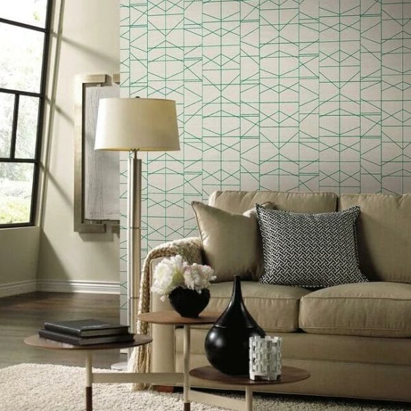 Papel pintado de geométrico moderno en color verde Modern Perspective GM7544 - Imagen 4