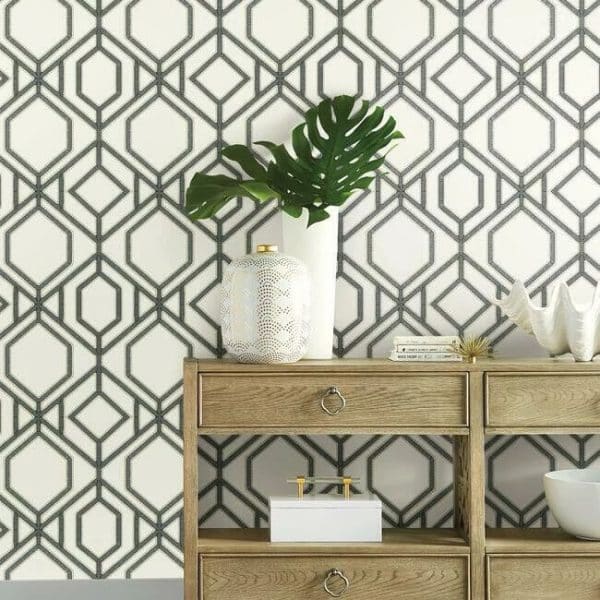 Papel pintado de trellis en color gris Sawgrass Trellis TC2632 - Imagen 4