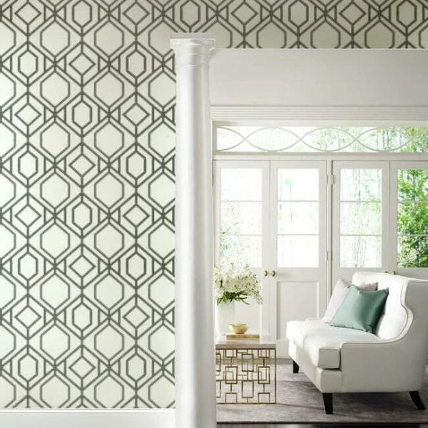 Papel pintado de trellis en color gris Sawgrass Trellis TC2632 - Imagen 3