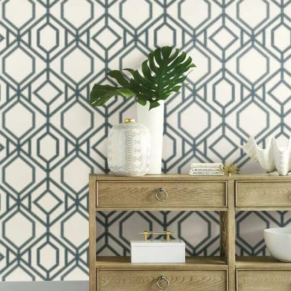 Papel pintado de trellis en color azul Sawgrass Trellis TC2634 - Imagen 4