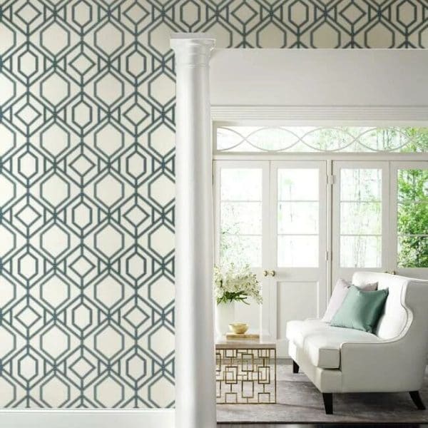 Papel pintado de trellis en color azul Sawgrass Trellis TC2634 - Imagen 3