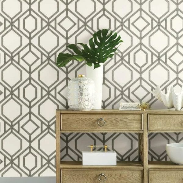 Papel pintado de trellis en color gris Sawgrass Trellis TC2635 - Imagen 4