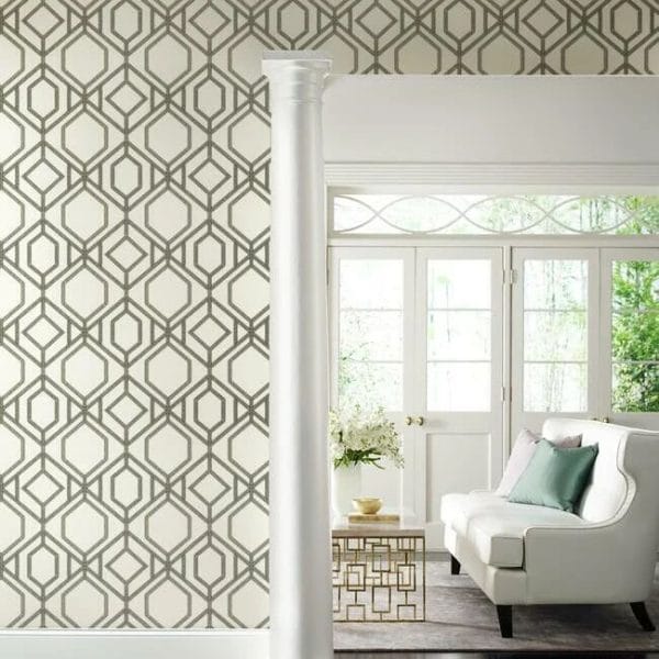Papel pintado de trellis en color gris Sawgrass Trellis TC2635 - Imagen 3
