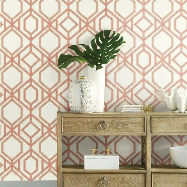Papel pintado de trellis en color naranja Sawgrass Trellis TC2636 - Imagen 4