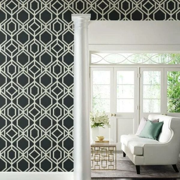 Papel pintado de trellis en color negro Sawgrass Trellis TC2637 - Imagen 3