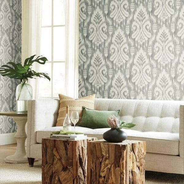 Papel pintado de ikat en color gris oscuro Hawthorne Ikat TC2643 - Imagen 3