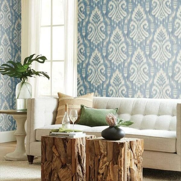 Papel pintado de ikat en color azul Hawthorne Ikat TC2644 - Imagen 3