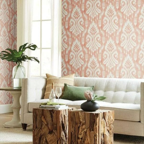 Papel pintado de ikat en color naranja Hawthorne Ikat TC2646 - Imagen 3