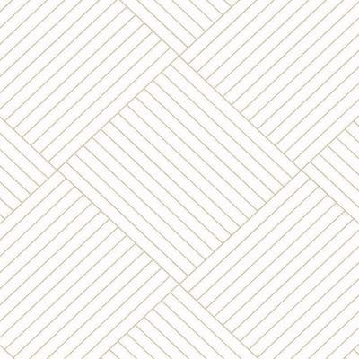 Papel pintado de geométrico clásico en color blanco y dorado Twisted Tailor GM7564