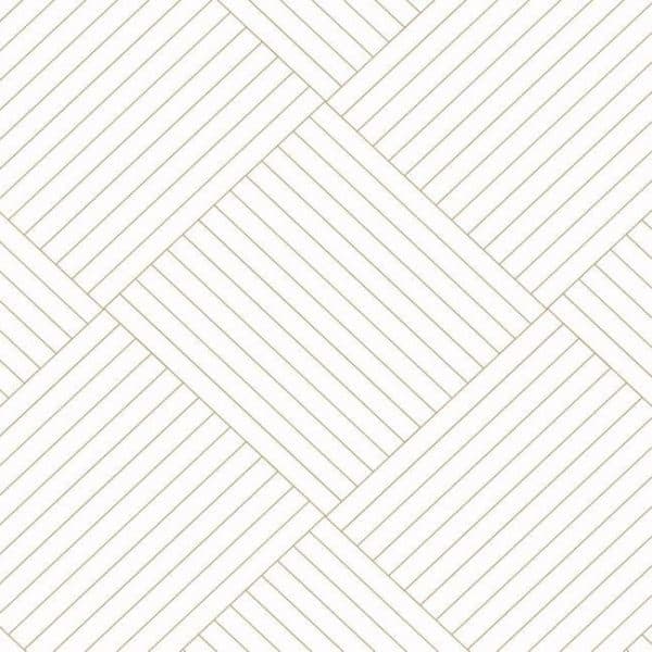 Papel pintado de geométrico clásico en color blanco y dorado Twisted Tailor GM7564