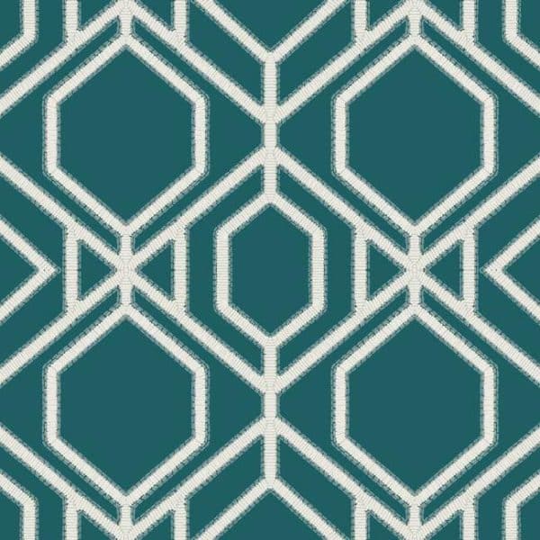 Papel pintado de trellis en color azul turquesa Sawgrass Trellis TC2633