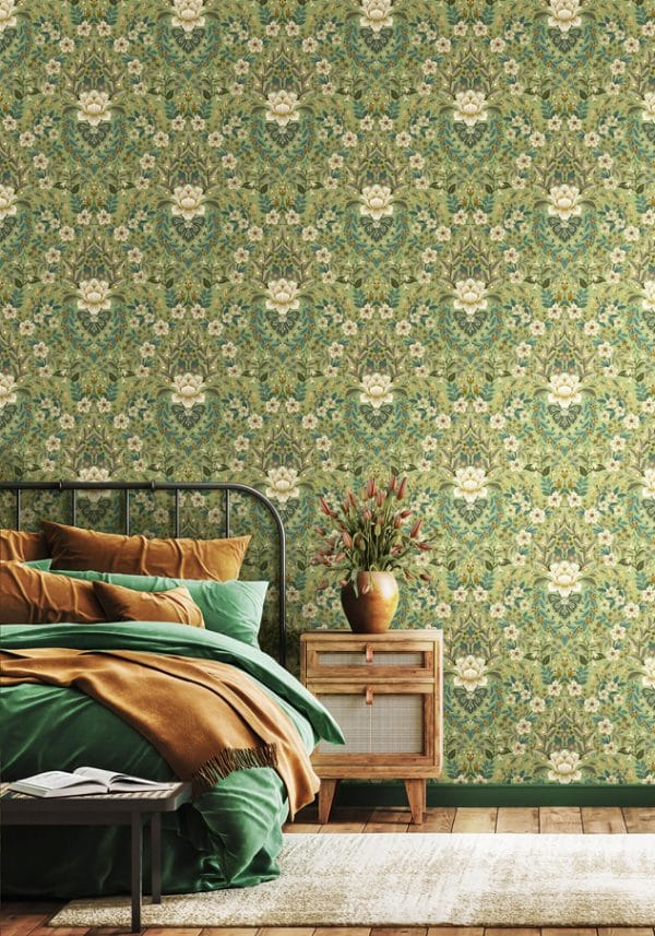 Papel pintado de estampado floral color azul Flora 18518 - Imagen 5