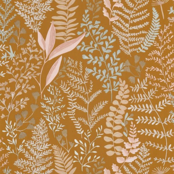 Papel pintado de hojas en color amarillo Woodland 102922347