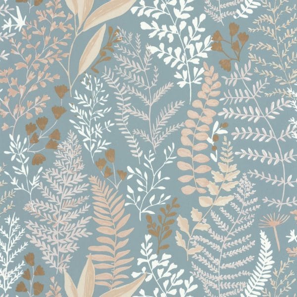 Papel pintado de hojas en color azul claro Woodland 102926100