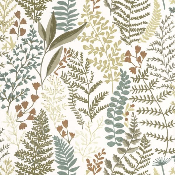 Papel pintado de hojas en color verde y azul Woodland 102927019