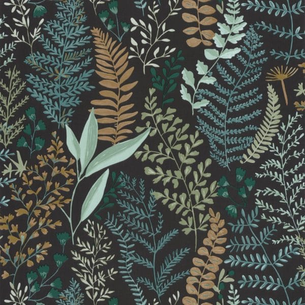 Papel pintado de hojas en color verde y negro Woodland 102927927