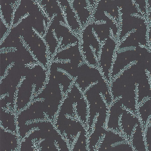Papel pintado de hojas en color verde y negro Little Woods 102947983