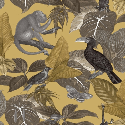 Papel pintado de animales color amarillo Flora 18502