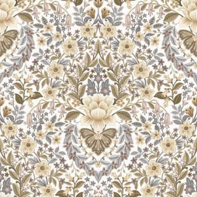 Papel pintado de estampado floral color beige Flora 18516