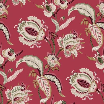 Papel pintado de estampado floral color rojo Flora 18554
