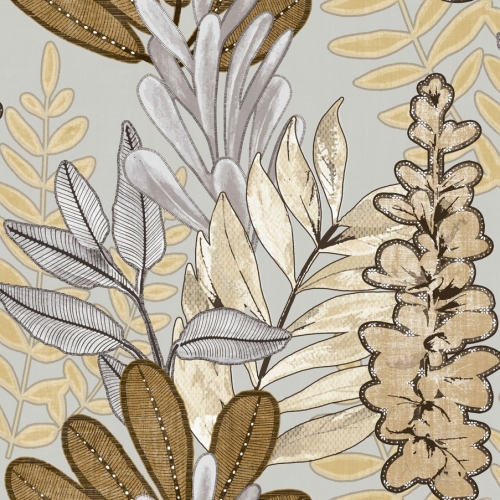 Papel pintado estampado floral color beige-gris Casamood 27010