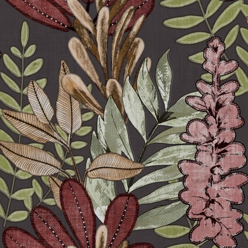 Papel pintado estampado floral color marrón Casamood 27012