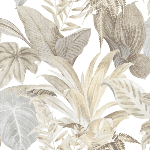 Papel pintado de hojas color beige Casamood 27014