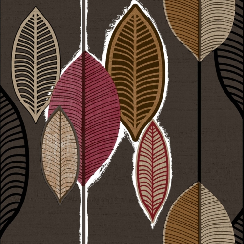 Papel pintado de hojas color marrón Casamood 27019