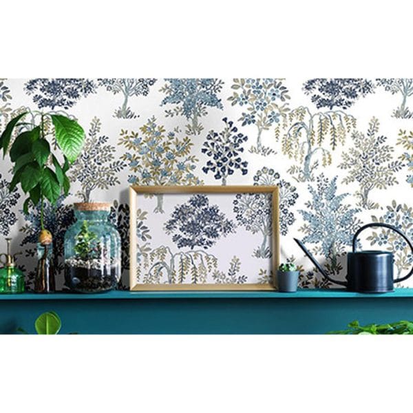 Papel pintado de árboles en color azul Flora 18556 - Imagen 3