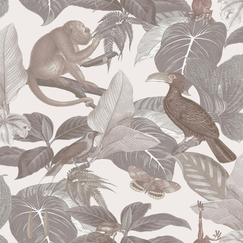 Papel pintado de animales color gris Flora 18501