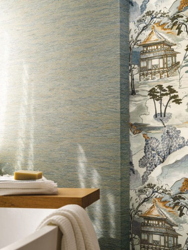 Papel pintado de estilo oriental en color azul Nara 75310202 - Imagen 4