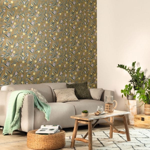 Papel pintado liso en color azul Linen Uni 68526378 - Imagen 5