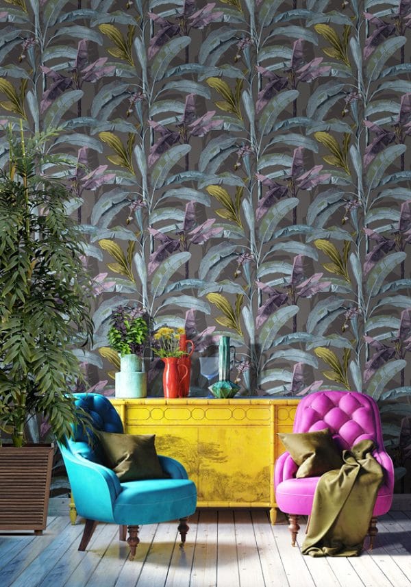 Papel pintado tropical color azul Flora 18543 - Imagen 3
