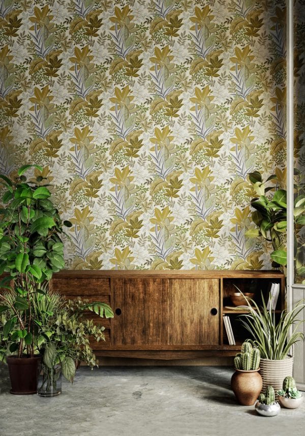 Papel pintado de hojas color granate Flora 18508 - Imagen 4