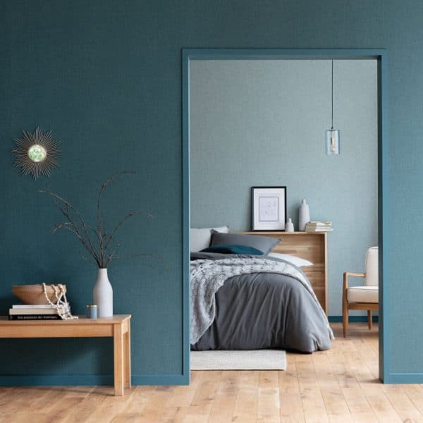 Papel pintado liso en color azul Linen Uni 68526378 - Imagen 3