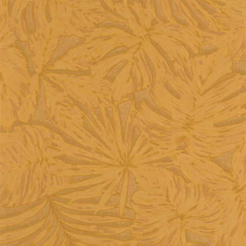 Papel pintado de hojas en color amarillo Granada 86432525