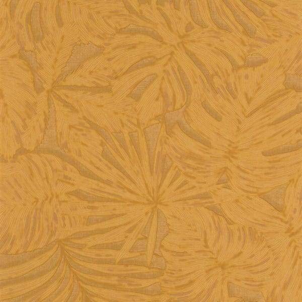 Papel pintado de hojas en color amarillo Granada 86432525